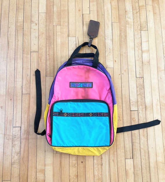 Vintage Spirit Neon Color Block Backpack