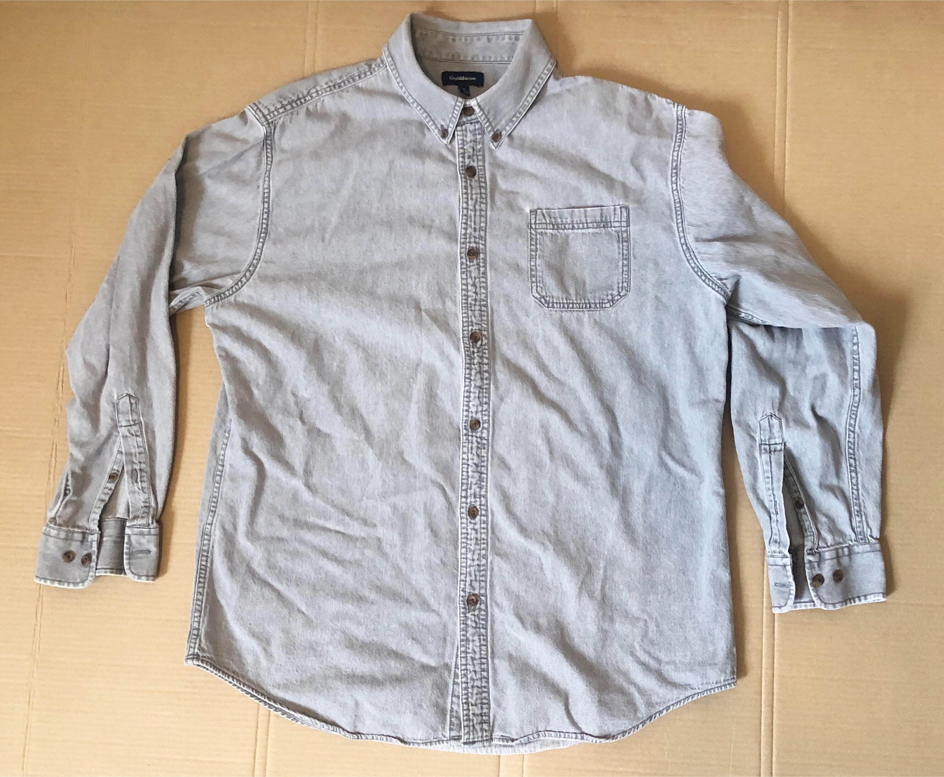 Vintage Croft & Barrow Denim Gray Button up Long Sleeve Shirt Size ...