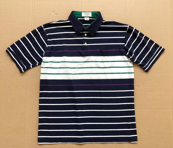 Vintage Tournament by Arrow Striped Polo Shirt si… - image 1