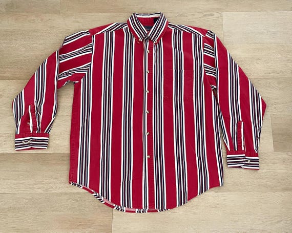 Vintage Basic Editions Button Up Long Sleeve Stri… - image 1