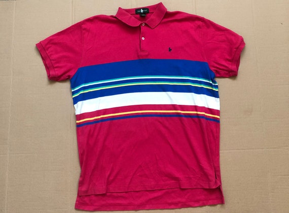 Vintage 90's Hunt Club Horse Striped Polo Shirt s… - image 1