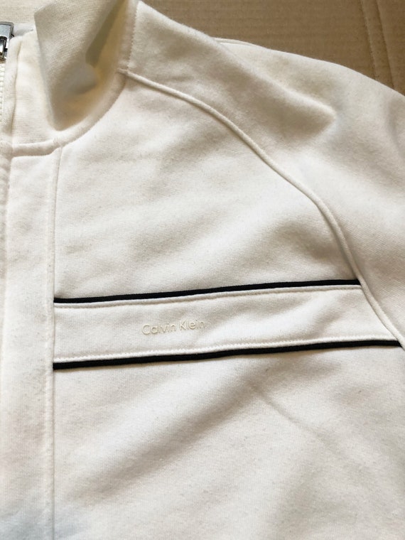 Vintage Calvin Klein Full Zip White Jacket Sweate… - image 3