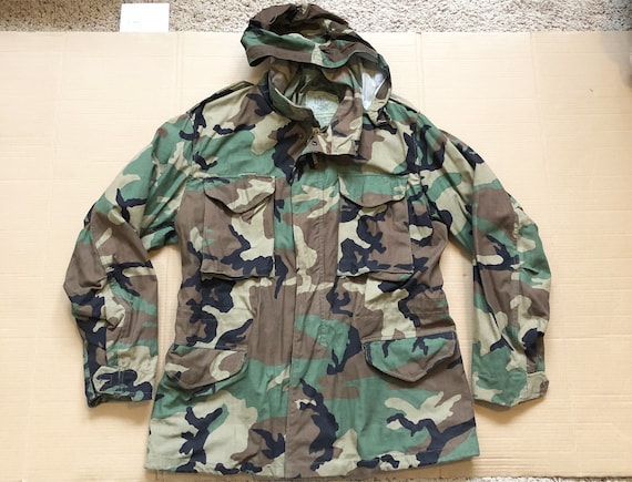 Vintage Camouflage Military Field Jacket with Hood