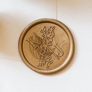 Seal stamp with initials, wedding seal, seal stamp, personalizable seal, eucalyptus seal, eucalyptus seal stamp