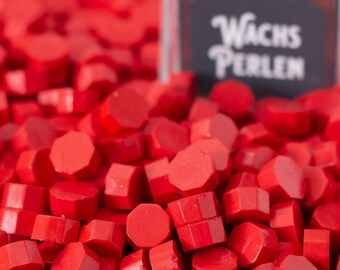 Perlas de cera roja clara, perlas de lacre, lacre, perlas de cera Navidad, lacre rojo, perlas de cera roja