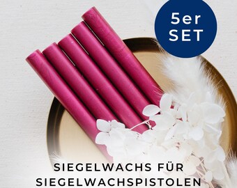 Cera de sellado púrpura, conjunto de 5 barras de cera, barras de cera de 11 mm, sellos de relieve, barras de cera púrpura, barras de cera, cera de sellado rosa, cera de sellado