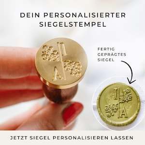 Siegelstempel Pfingstrosen, Siegelstempel mit Initialen, Siegelstempel Hochzeit, Siegelstempel, Siegelstempel personalisiert, Siegel