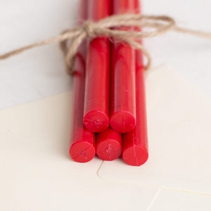 Red sealing wax, wax set of 5, 11 mm wax sticks, seal, seal stamp