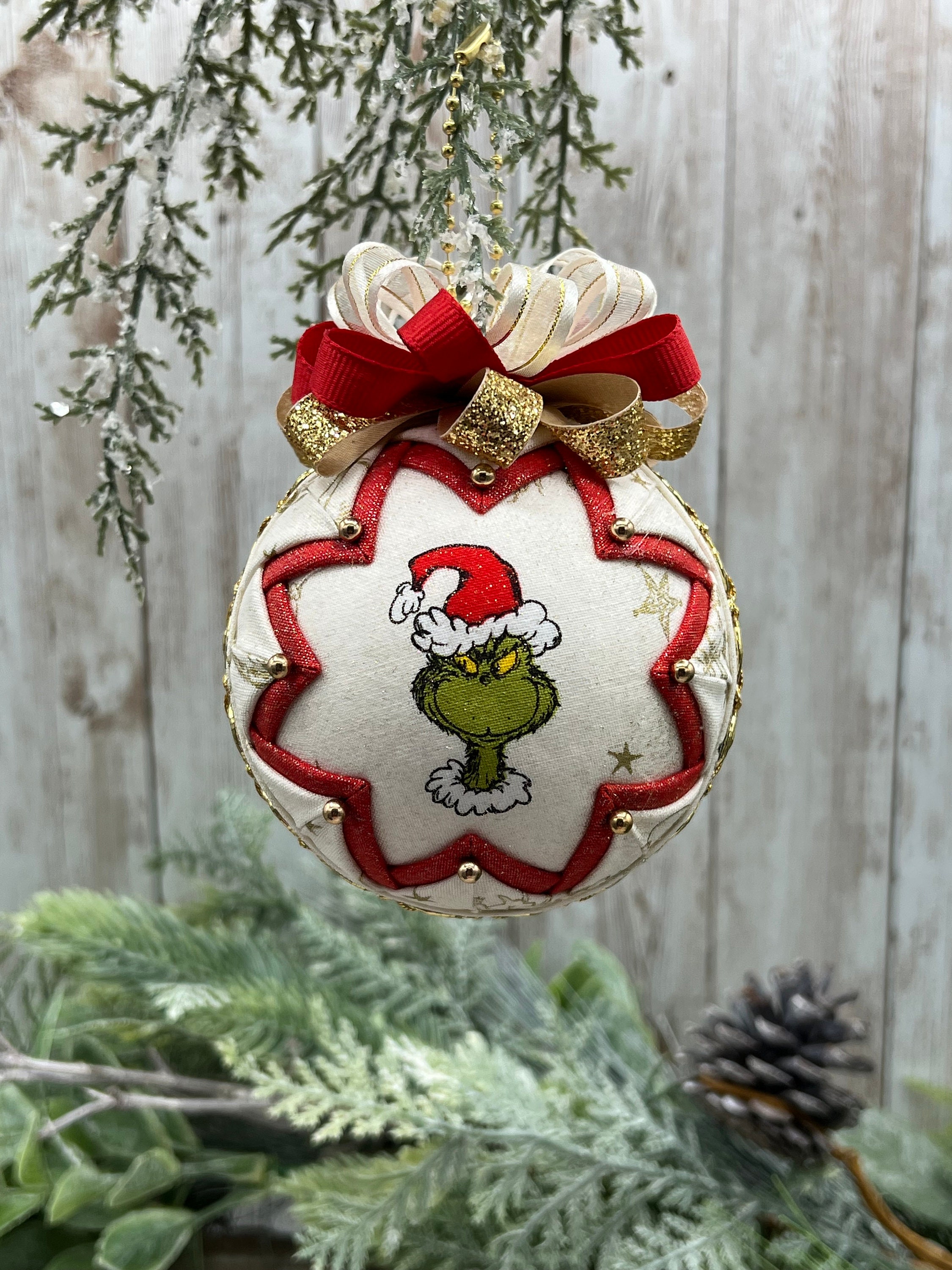 Feather Grinch Large Ball Ornament