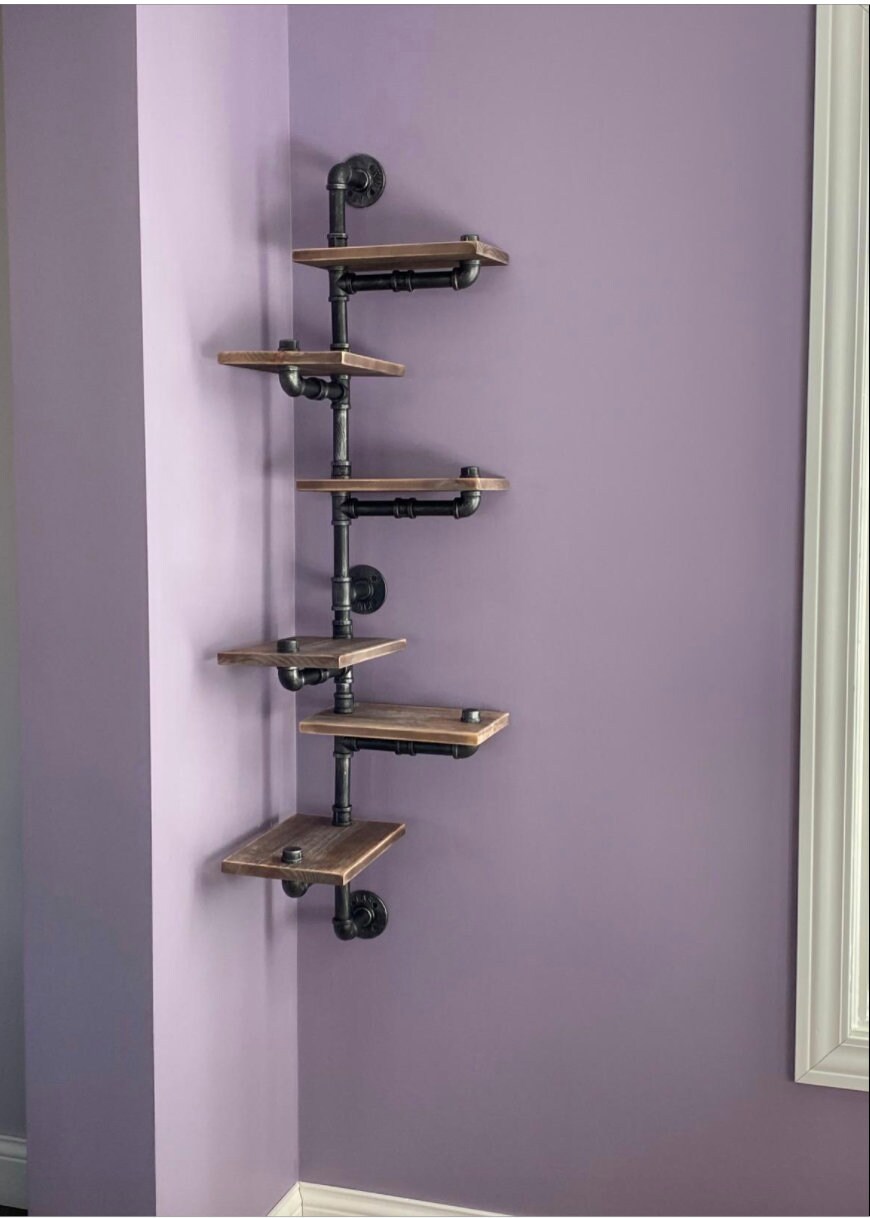 6Tier Industrial Corner Pipe Shelf Barnwood Studio LFK Etsy