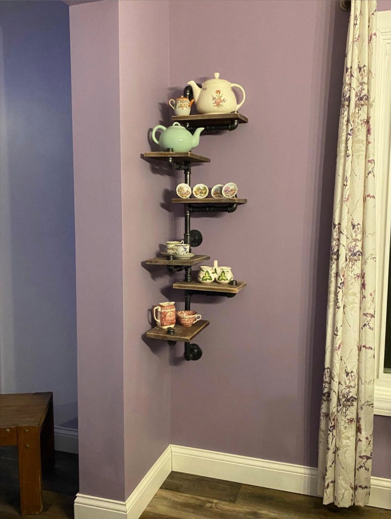 6Tier Industrial Corner Pipe Shelf Barnwood Studio LFK Etsy