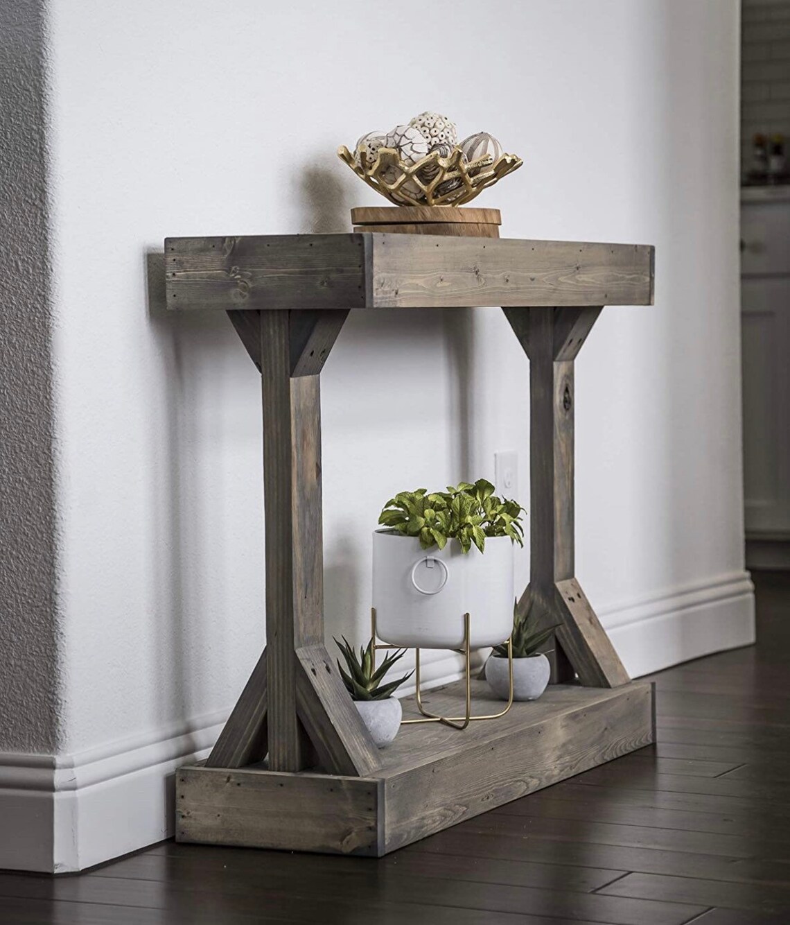 Grey Rustic Entry Way Table Barnwood Studio LFK Etsy