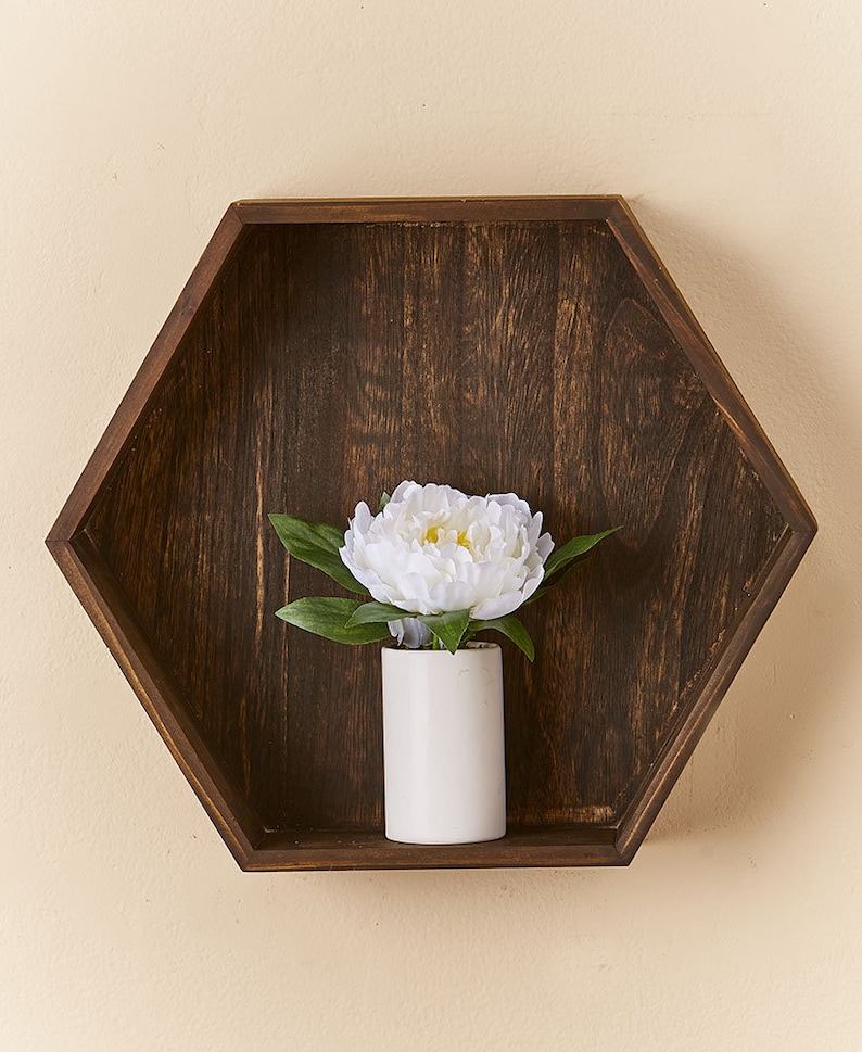 Rustic Wood Hexagon Floating Shelves Barnwood Studio LFK Etsy