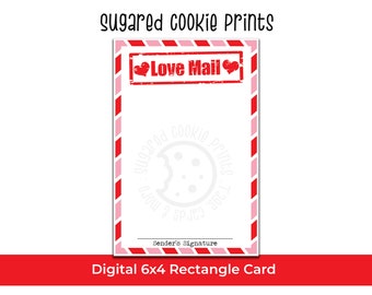 Printable Valentine&#39;s Day Cookie Card, 4x6 Card, Love Mail, Cookie Card, Valentine Packaging, Digital Card