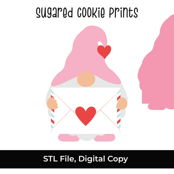 Valentine Gnome STL File, Valentine Gnome Cookie Cutter, STL, Gnome Cookie Cutter