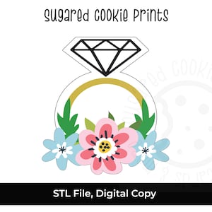 花の結婚指輪 STL ファイル、ウェディング クッキー カッター、STL、ブライダル シャワー クッキー カッター