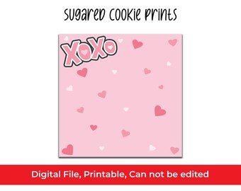 Hugs & Kisses box backer, Printable Cookie Backer, Valentine&#39;s Day backer,  XOXO box backer