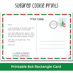 Elf 6x4 Cookie Card, Post Card from Elf, Welcome Back Elf, No Coal for Christmas