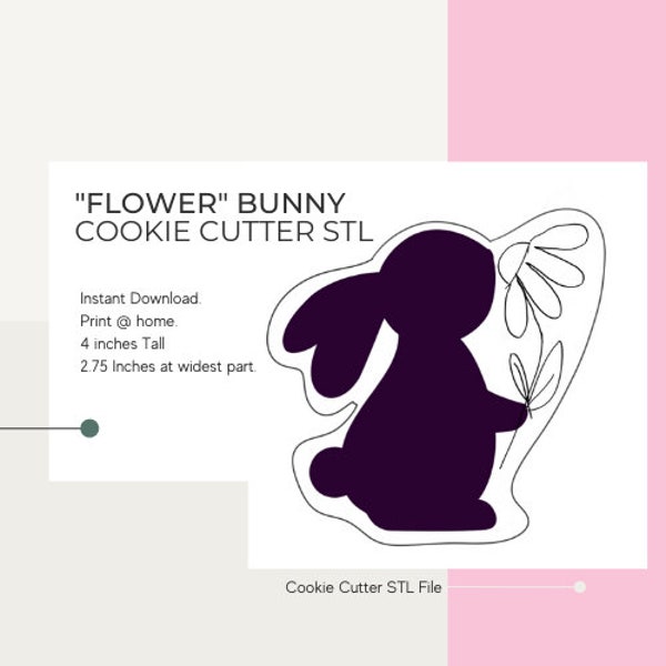 Flower Bunny Cookie Cutter STL File, Digital Download for Cookie Cutter