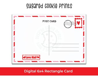 Printable Valentine&#39;s Day Cookie Card, 4x6 Card, Love Mail, Postcard Cookie Card, Valentine Packaging, Digital Card