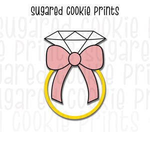 結婚指輪クッキーカッターSTLファイル、ダイヤモンドリングクッキーカッターファイル、STL、ブライダルシャワークッキーカッターファイル