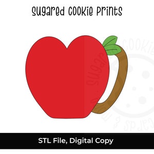 Apple Mug STL File, Apple Mug Cookie Cutter, STL, Teacher Cookie Cutter