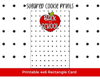 Tarjeta de galletas imprimible de regreso a la escuela 4x6, tarjeta de galletas de Apple, titular de la tarjeta de regalo escolar