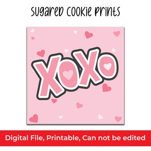 Étiquette de biscuit de la Saint-Valentin, étiquette de biscuit carrée imprimable, étiquette cadeau de la Saint-Valentin, carte XOXO