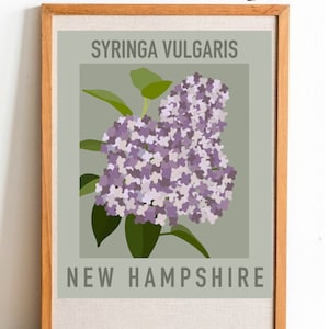 New Hampshire State Flower Print - Purple Lilac - DIGITAL PRINT