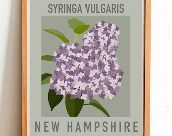 New Hampshire State Flower Print - Purple Lilac - DIGITAL PRINT