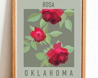 Oklahoma State Flower Print - Oklahoma Rose - DIGITAL PRINT