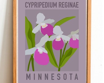 Minnesota State Flower Print - Pink and White Lady's Slipper - DIGITAL PRINT