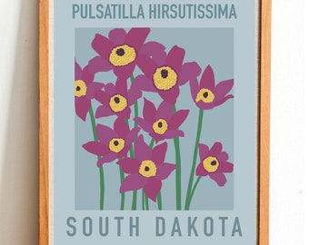 South Dakota State Flower Print - Pasque Flower - DIGITAL PRINT