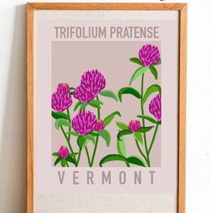 Vermont State Flower Print - Red Clover - DIGITAL PRINT