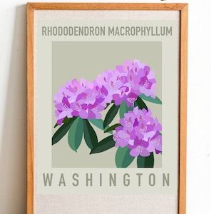 Washington State Flower Print - Coast Rhododendron - DIGITAL PRINT