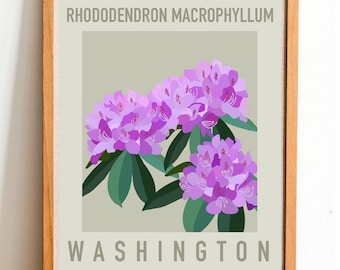 Washington State Flower Print - Coast Rhododendron - DIGITAL PRINT
