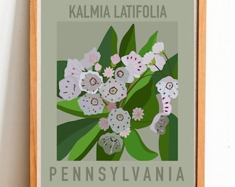 Estampa de flores do estado da Pensilvânia - Mountain Laurel - IMPRESSÃO DIGITAL