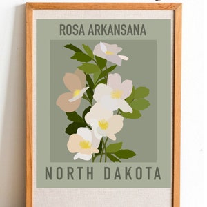 North Dakota State Flower Print - Wild Prairie Rose - DIGITAL PRINT