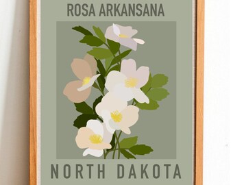 North Dakota State Flower Print - Wild Prairie Rose - DIGITAL PRINT