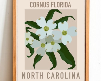 North Carolina State Flower Print - Flowering Dogwood - DIGITAL PRINT