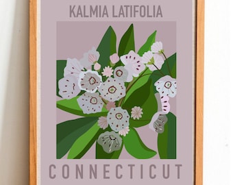 Estampa de flores do estado de Connecticut - Mountain Laurel - IMPRESSÃO DIGITAL