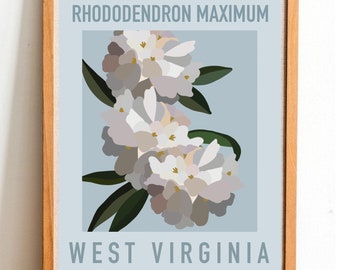 West Virginia State Flower Print - Rhododendron - DIGITAL PRINT