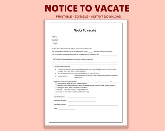 Notice to Vacate Template Notice to Vacate Letter Editable Etsy