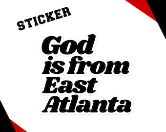 Dios es de la pegatina del este de Atlanta, regalo de Atlanta, pegatinas ATL