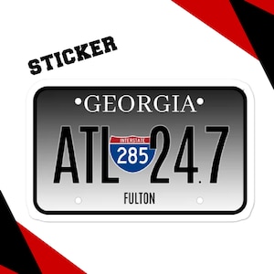 Fulton County Car Tag Sticker, Atlanta Tag, Atlanta Sticker, ATL Stickers