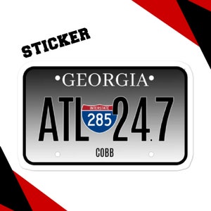 Cobb County Car Tag Sticker, Atlanta Tag, Atlanta Sticker, ATL Stickers