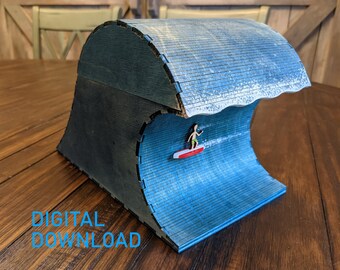 Laser Cut File - Ocean Wave Box