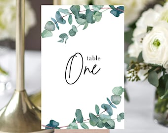 Printable Table Number - Wedding Table Number, Eucalyptus Table Number Instant Download, Baby Shower, Bridal Shower, Event 4x6