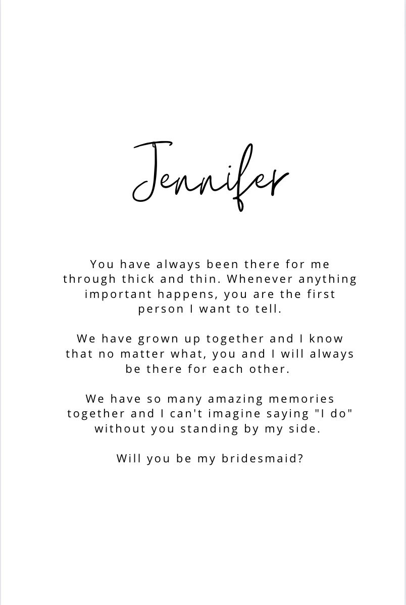 Printable Bridesmaid Proposal Minimalist Bridesmaid Card - Etsy