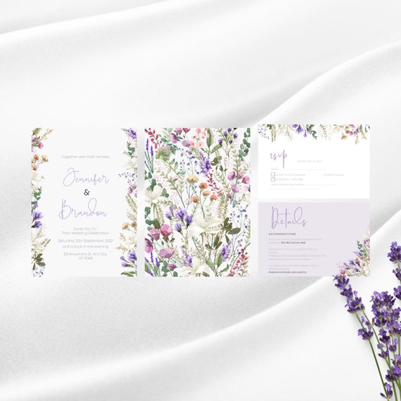 Printable Wedding Invitation Wildflower Wedding Invite - Etsy